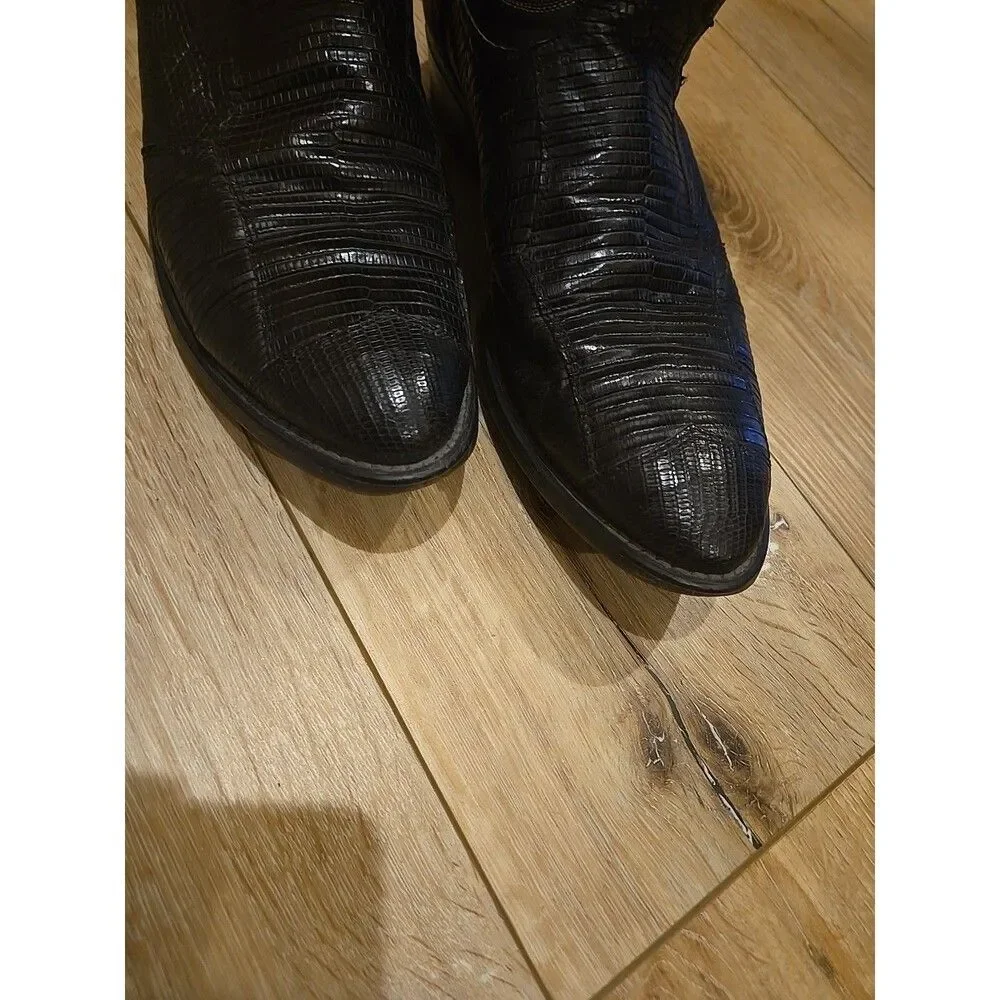 Laredo Black Cowboy Boots 10 D Preloved Vintage MADE Usa Animal Print Mens